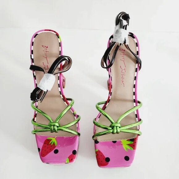 Betsy Johnson Leather Tiky Platform Heel Sandals - Picture 5 of 6